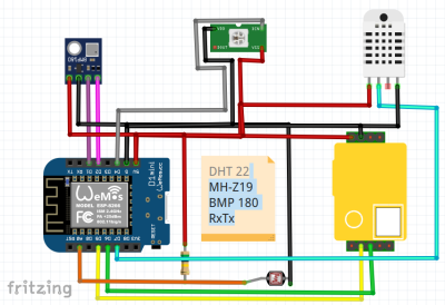 Verkabelung der Klimamessbox, erstellt mit Fritzing Verkabelung der Klimamessbox, erstellt mit Fritzing